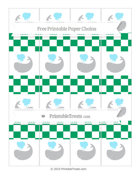 Free Shamrock Green Checker Pattern Whale Paper Chains — Printable ...