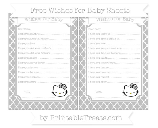 Silver Moroccan Tile Hello Kitty Wishes for Baby Sheets — Printable ...