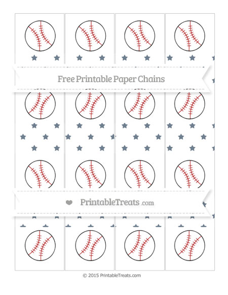 Free Slate Grey Star Pattern Baseball Paper Chains — Printable Treats.com