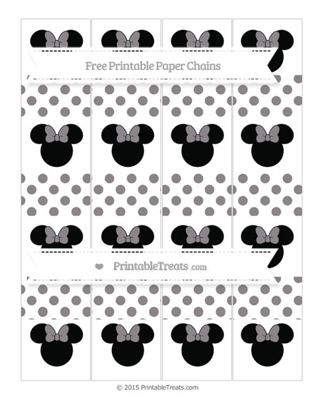 Free Taupe Grey Dotted Pattern Minnie Mouse Paper Chains — Printable ...