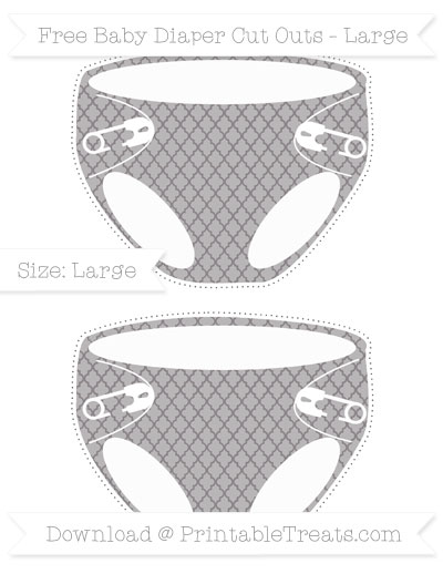 Taupe Grey Moroccan Tile Large Baby Diaper Cut Outs — Printable Treats.com