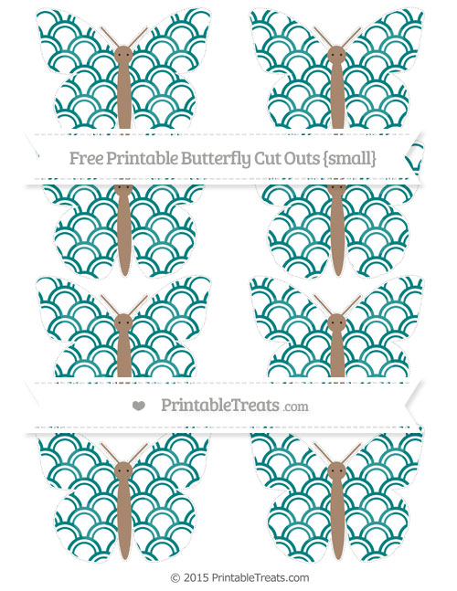 Free Teal Fish Scale Pattern Small Butterfly Cut Outs — Printable ...