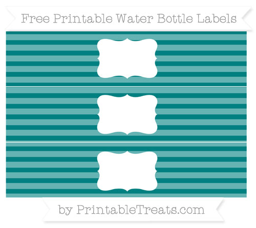 Teal Horizontal Striped DIY Water Bottle Labels — Printable Treats.com