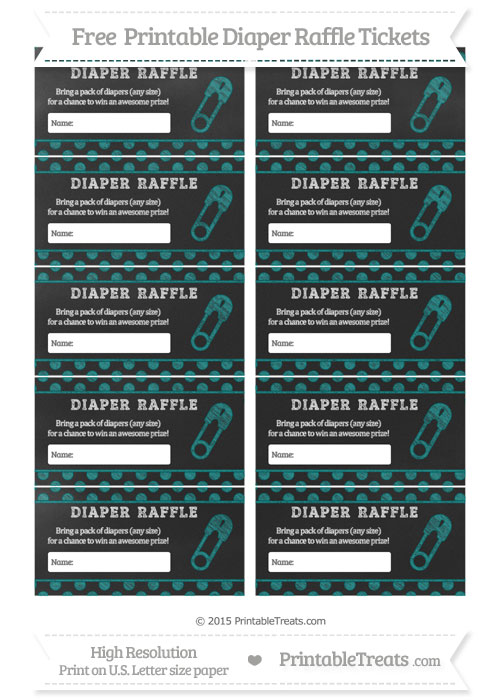 Free Teal Polka Dot Chalk Style Diaper Pin Diaper Raffle Tickets