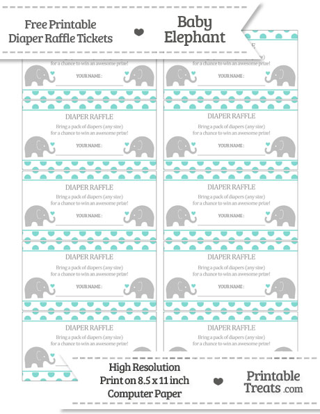 free tiffany blue polka dot baby elephant diaper raffle tickets