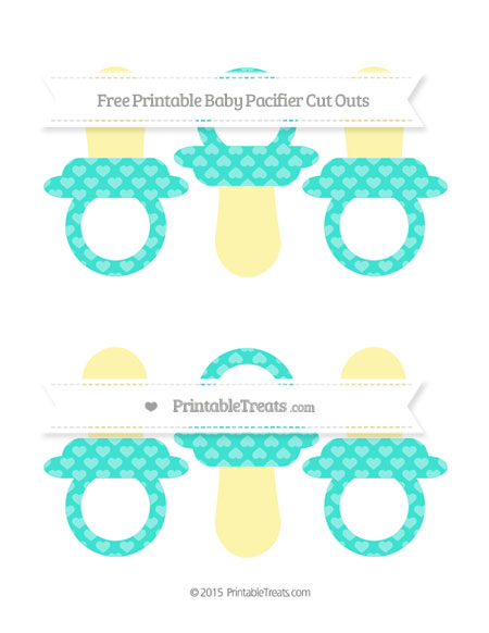 Free Turquoise Heart Pattern Small Baby Pacifier Cut Outs