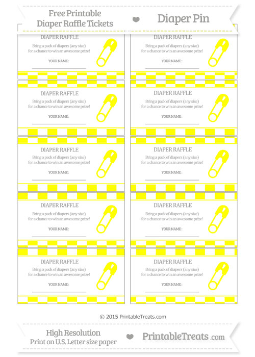 Free Yellow Checker Pattern Diaper Pin Diaper Raffle Tickets