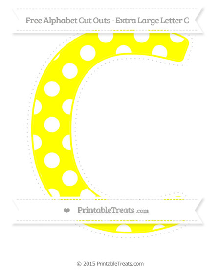 Free Yellow Polka Dot Extra Large Capital Letter C Cut Outs