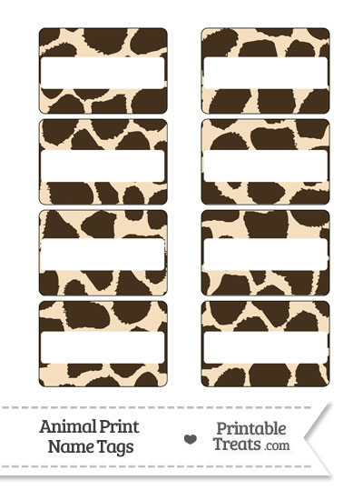 Giraffe Print Name Tags from PrintableTreats.com