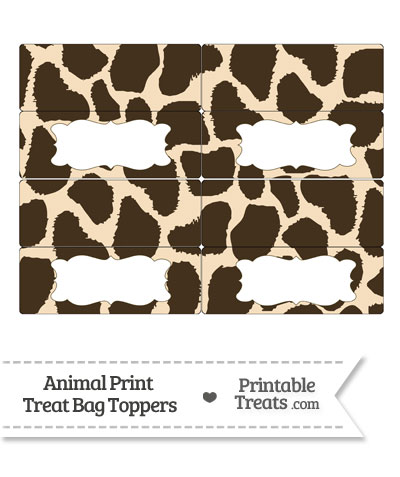Giraffe Print Treat Bag Toppers from PrintableTreats.com
