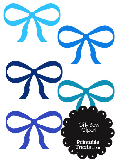 Girly Bow Clipart in Shades of Blue from PrintableTreats.com