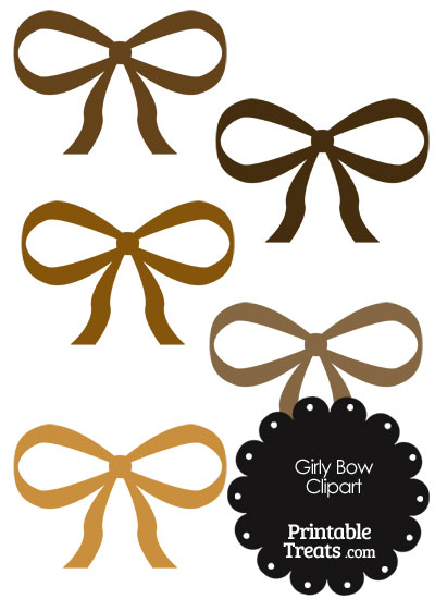 Girly Bow Clipart in Shades of Brown from PrintableTreats.com