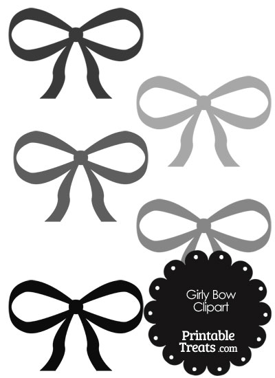 Girly Bow Clipart in Shades of Grey from PrintableTreats.com