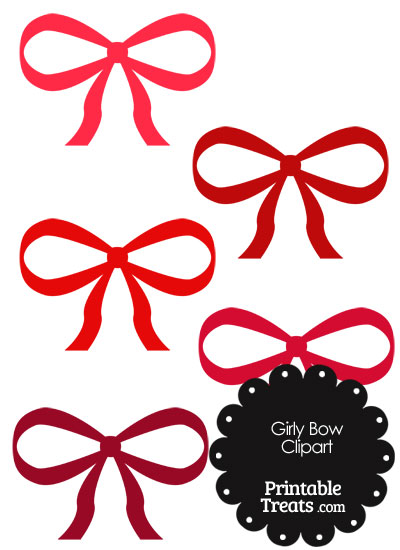 Girly Bow Clipart in Shades of Red from PrintableTreats.com