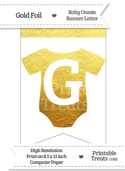 Gold Foil Baby Onesie Bunting Banner Letter G from PrintableTreats.com