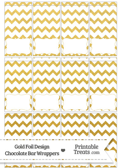 Gold Foil Chevron Mini Chocolate Bar Wrappers from PrintableTreats.com