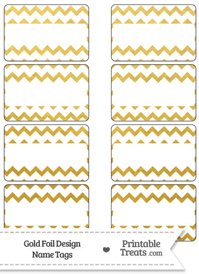 Gold Foil Chevron Name Tags from PrintableTreats.com