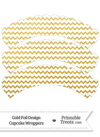 Gold Foil Chevron Scalloped Cupcake Wrappers from PrintableTreats.com