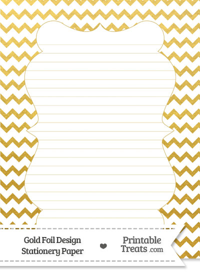 Gold Foil Chevron Stationery Paper from PrintableTreats.com