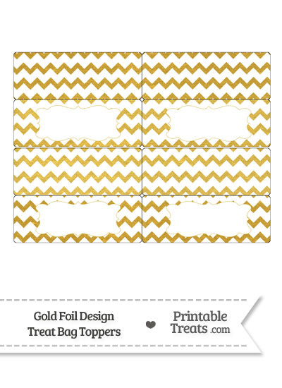 Gold Foil Chevron Treat Bag Toppers from PrintableTreats.com