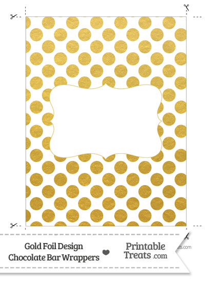 Gold Foil Dots Chocolate Bar Wrappers from PrintableTreats.com