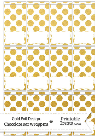 Gold Foil Dots Mini Chocolate Bar Wrappers from PrintableTreats.com