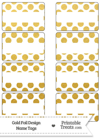 Gold Foil Dots Name Tags from PrintableTreats.com