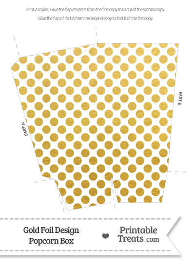 Gold Foil Dots Popcorn Box from PrintableTreats.com