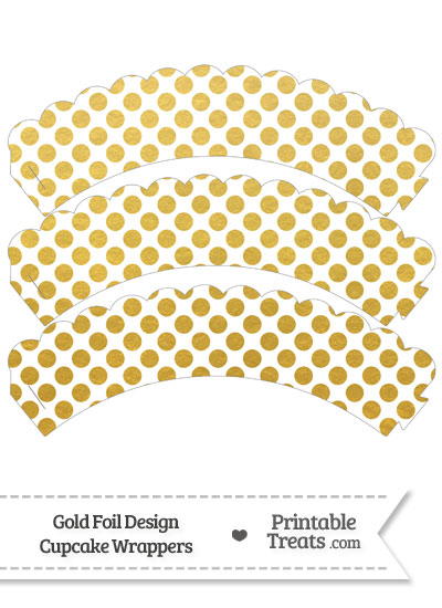 Gold Foil Dots Scalloped Cupcake Wrappers from PrintableTreats.com