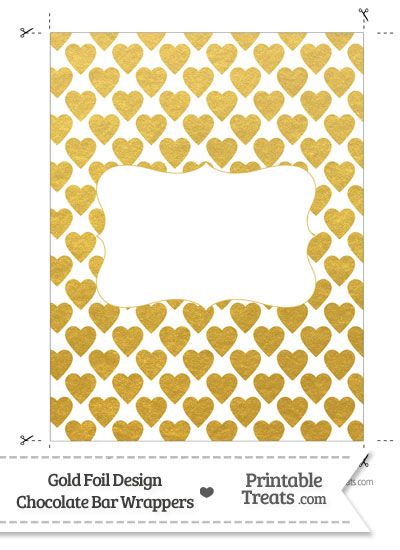 Gold Foil Hearts Chocolate Bar Wrappers from PrintableTreats.com