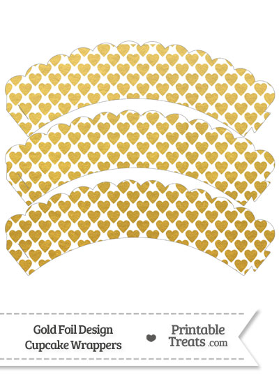 Gold Foil Hearts Scalloped Cupcake Wrappers from PrintableTreats.com