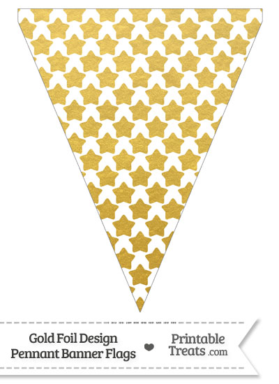 Gold Foil Stars Pennant Banner Flag from PrintableTreats.com