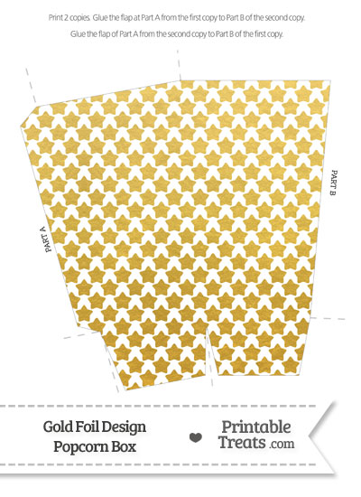 Gold Foil Stars Popcorn Box from PrintableTreats.com