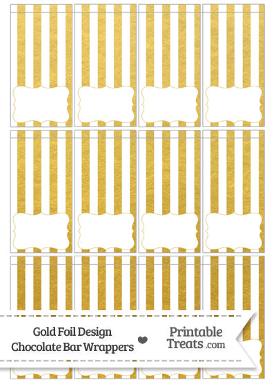 Gold Foil Stripes Mini Chocolate Bar Wrappers from PrintableTreats.com