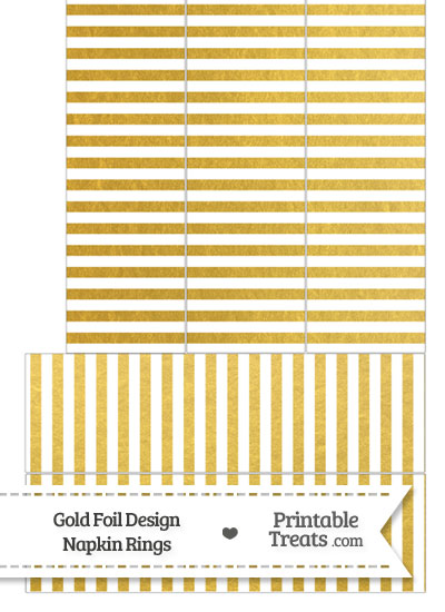 Gold Foil Stripes Napkin Rings from PrintableTreats.com