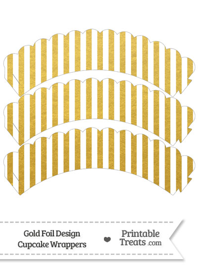 Gold Foil Stripes Scalloped Cupcake Wrappers from PrintableTreats.com