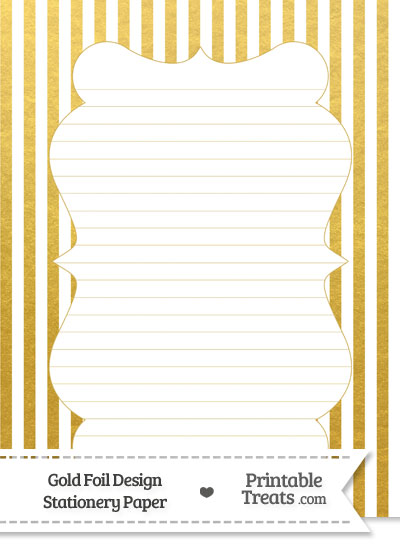 Gold Foil Stripes Stationery Paper from PrintableTreats.com