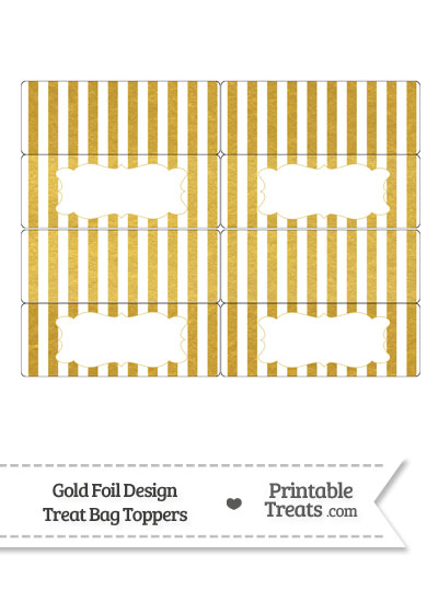 Gold Foil Stripes Treat Bag Toppers from PrintableTreats.com