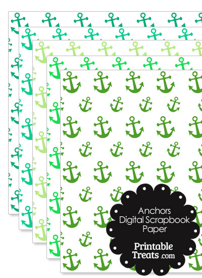 Green Anchor Digital Scrapbook Paper from PrintableTreats.com