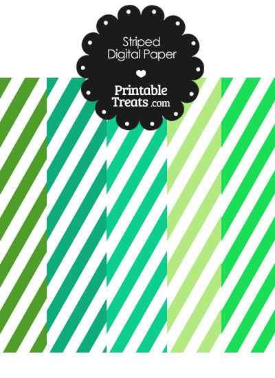 Green and White Diagonal Striped Digital Scrapbook Paper from PrintableTreats.com