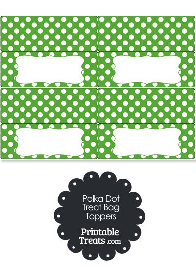 Green and White Polka Dot Treat Bag Toppers from PrintableTreats.com