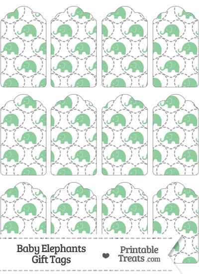 Green Baby Elephants Gift Tags from PrintableTreats.com