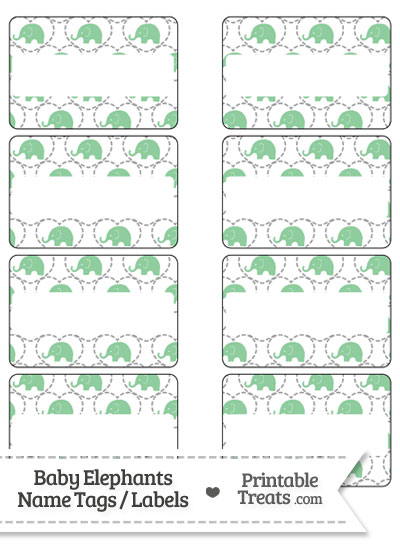 Green Baby Elephants Name Tags from PrintableTreats.com