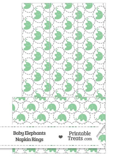 Green Baby Elephants Napkin Rings from PrintableTreats.com