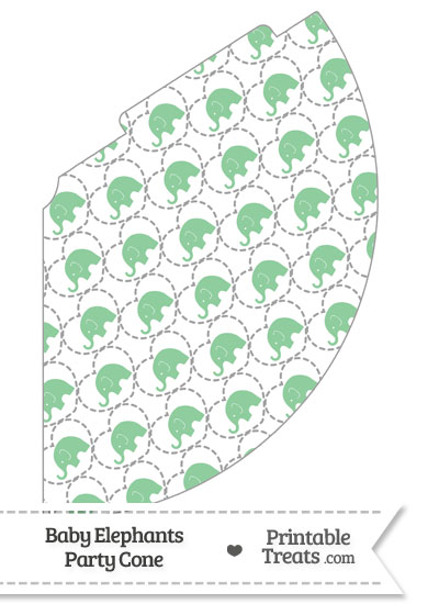 Green Baby Elephants Party Cone from PrintableTreats.com