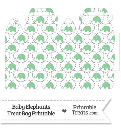 Green Baby Elephants Treat Bag from PrintableTreats.com