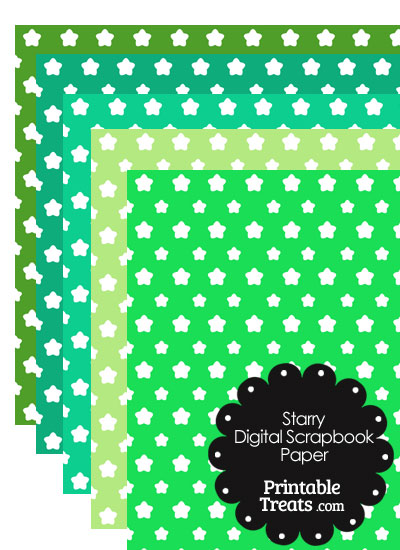 Green Background Star Digital Scrapbook Paper from PrintableTreats.com