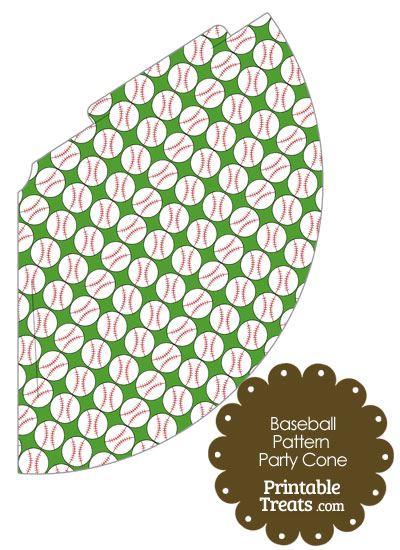 Green Baseball Pattern Party Cone from PrintableTreats.com