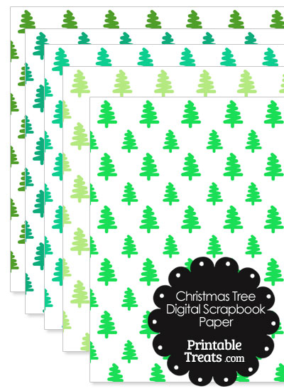 Green Christmas Tree Digital Scrapbook Paper from PrintableTreats.com
