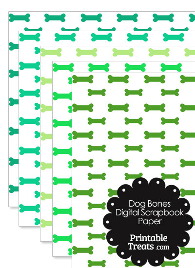 Green Dog Bone Digital Scrapbook Paper from PrintableTreats.com